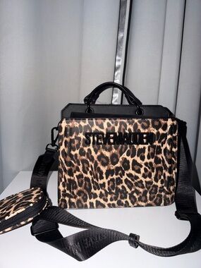 Steve Madden Leopard-Print Crossbody Bag in Black and Tan